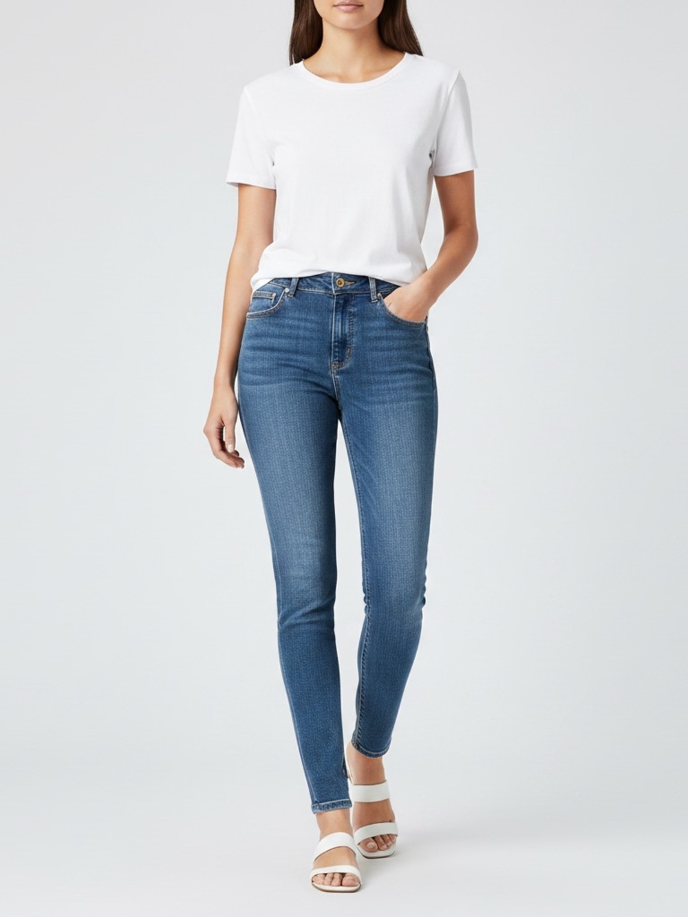 Ann Taylor High Rise Skinny Jeans Blue Wash Denim Size 4